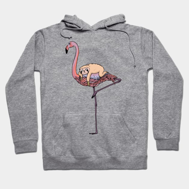 FLAMINGO AND SLOTH Hoodie by huebucket